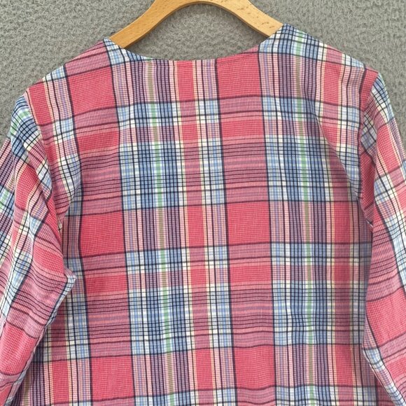 Vermont Country Store Top Womens Medium Pink Plaid 1/4 Button Front Long Sleeve - Picture 5 of 10